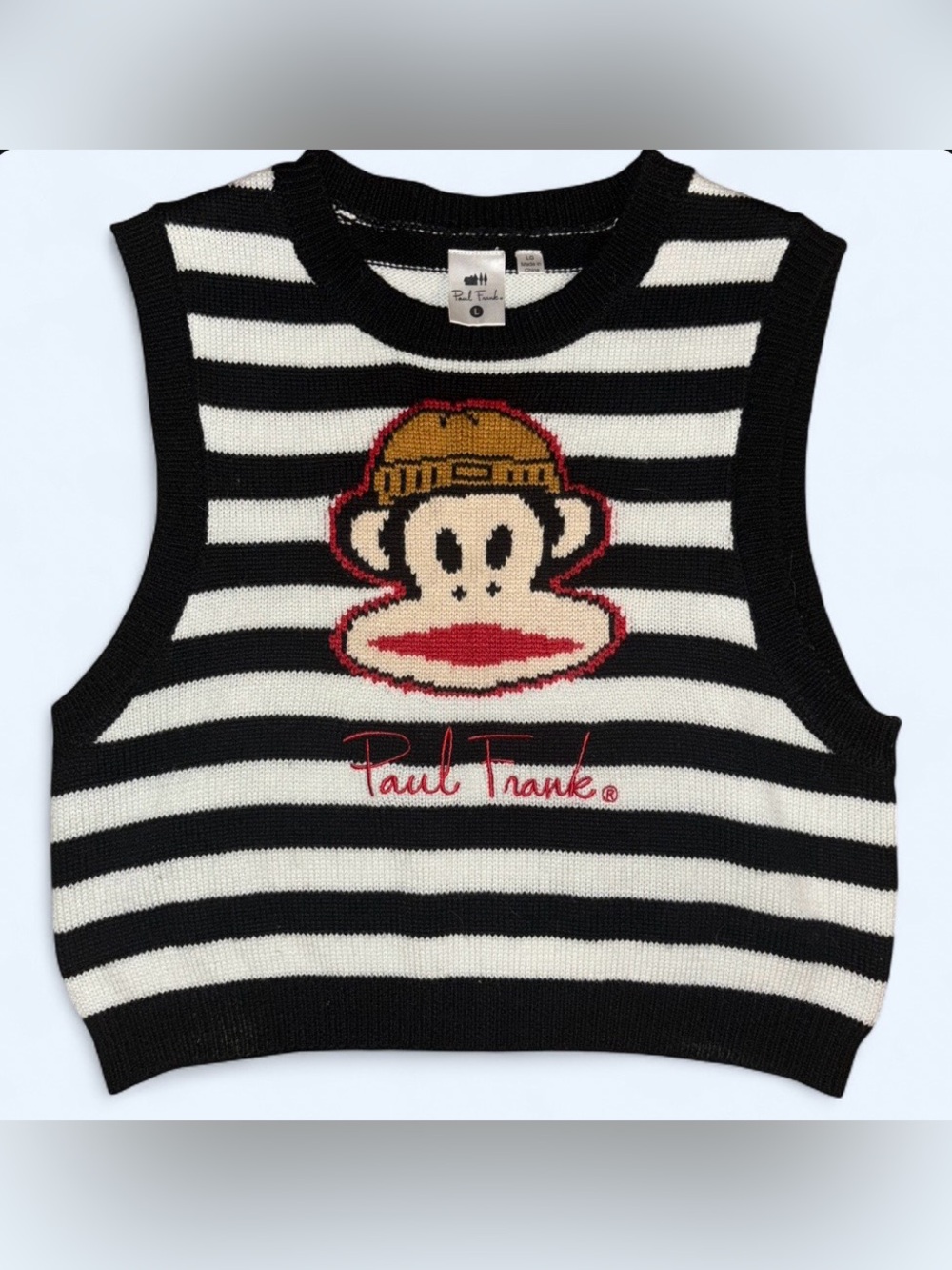 Paul Frank Striped Knit Sweater Vest - Size Large